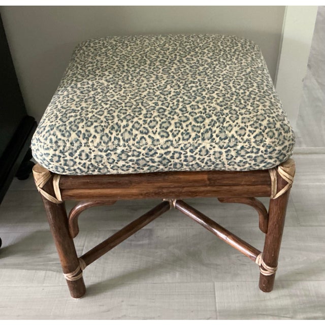 Mid-Century Modern Vintage McGuire San Francisco ottoman For Sale - Image 3 of 4