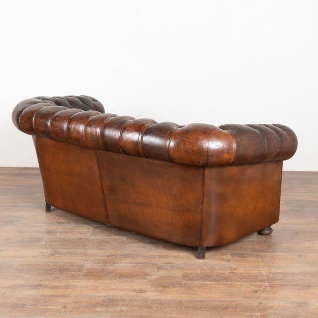 ​​​​​​​Vintage Chesterfield Two Seat Brown Leather Sofa From Spain For Sale - Image 9 of 9