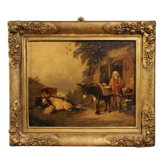 English Artist, Painting of a Rural Genre Scene, 1866, Oil on Panel For Sale
