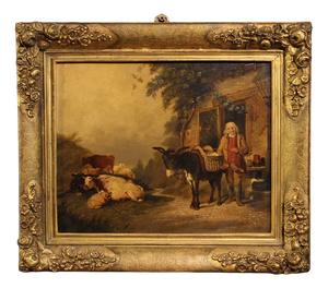 English Artist, Painting of a Rural Genre Scene, 1866, Oil on Panel