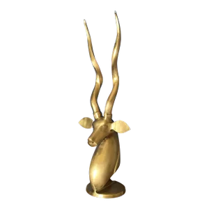 1970s Art Deco Style Brass Kudu / Antelope Sculpture