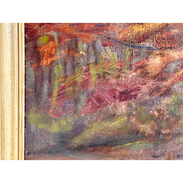 Paint Early 20th Century Walter Clark Autumn Pastoral Scene Framed Impressionist Oil Painting For Sale - Image 7 of 15
