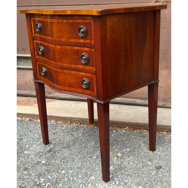 Brown Mid 20th Century Hepplewhite Style Crossbanded Inlaid Mahogany Work Table For Sale - Image 8 of 8