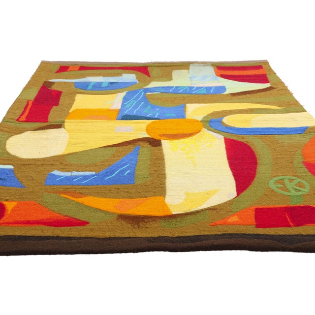 Mid-Century Modern Vintage Swedish Rollakan Rug by Eva Kaskova, 04'03 X 06'07 For Sale - Image 3 of 10