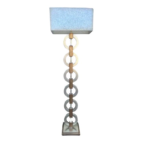 Vintage Floor Lamp With Design of Intertwined Chains in Gold and