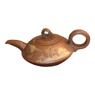 Large Signed Vintage Yixing Zisha Clay Teapot by Zhou Gen Ti With Papers - 8" For Sale