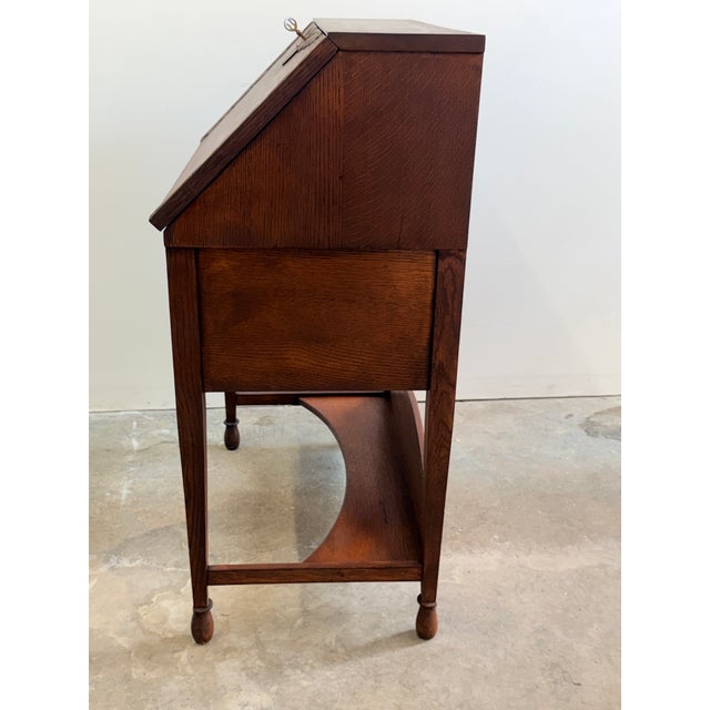 1900 - 1909 Antique Victorian Slant Front Carved Secretary For Sale - Image 5 of 16
