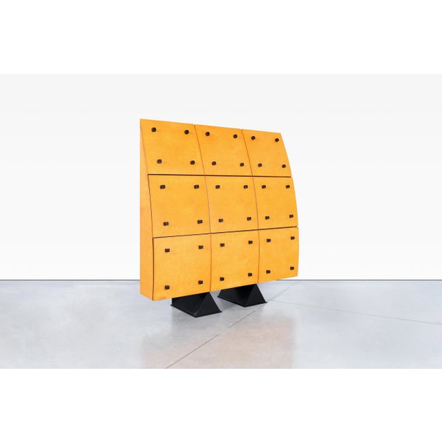Designed by architect and furniture designer Jean-Louis Godivier during the 1980s, this striking French modern cabinet is...