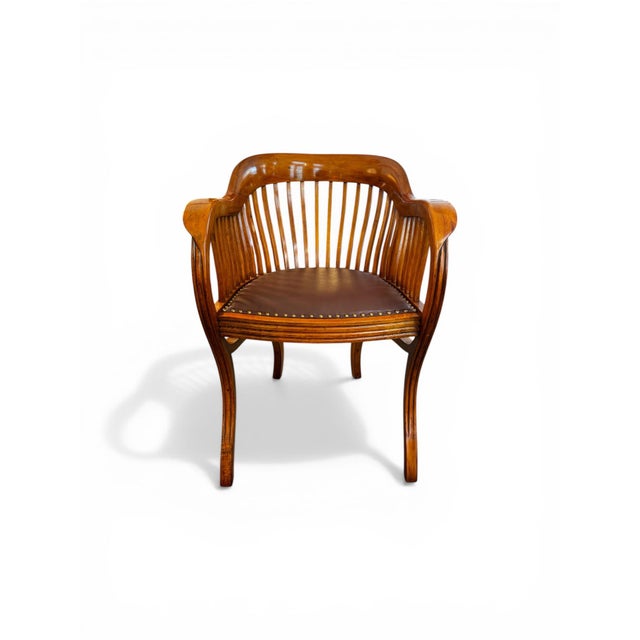 Desk Chair in Beech and Leather, 1930s For Sale - Image 9 of 9