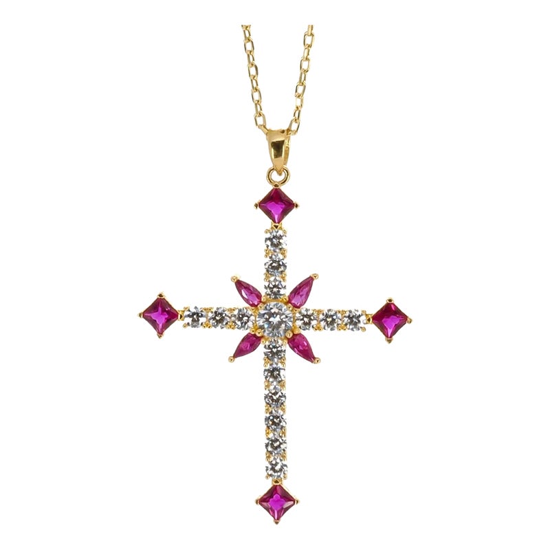 Divine Faith Ruby & Diamond Gold Necklace