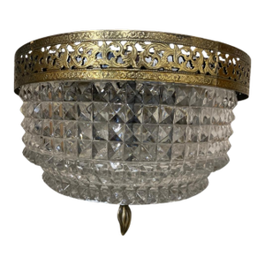 Vintage Genuine Lead Crystal Art Deco Style Flush Mount Light Western Germany