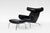 Set of EJ100 Ox Lounge Chair and Ottoman in Black Leather by Hans J. Wegner for Erik Jørgensen, 1980s For Sale - Image 12 of 12