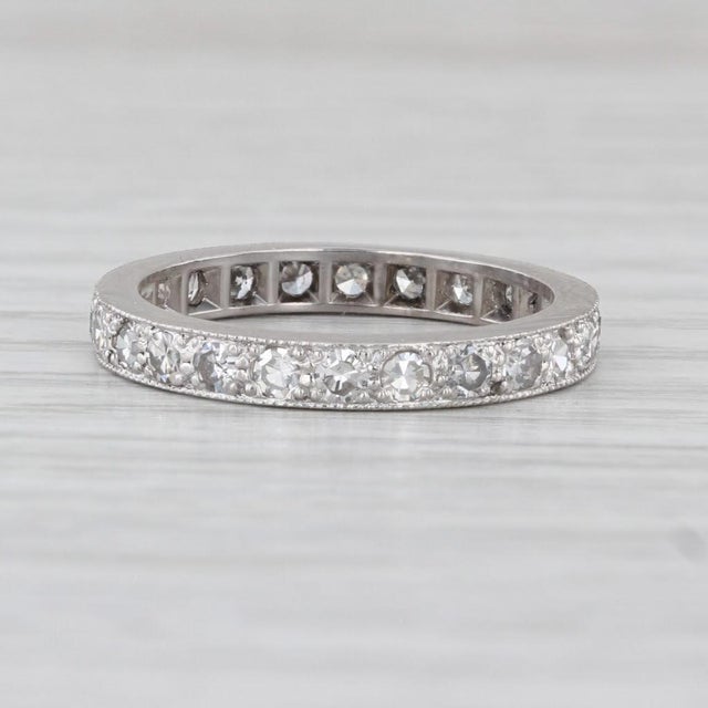 Vintage 0.70ctw Diamond Eternity Band 900 Platinum Wedding Ring Annivesary, Size 6.75 For Sale - Image 4 of 7