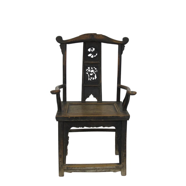 Chinese Antique Chinese Government Official Hat Armchairs - a Pair For Sale - Image 3 of 11
