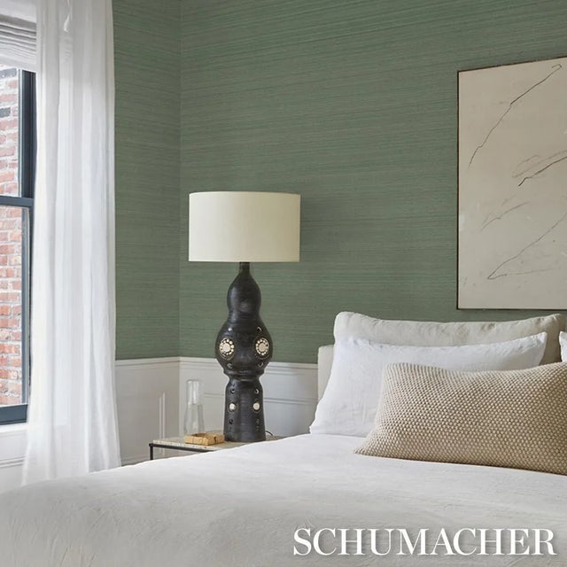 SAMPLE - Schumacher Musa Abaca Wallpaper In Seafoam For Sale In New York - Image 6 of 7