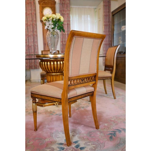 Brown Hand-Carved and Gilded Dining Chairs, Italy, 1995, Set of 4 For Sale - Image 8 of 10