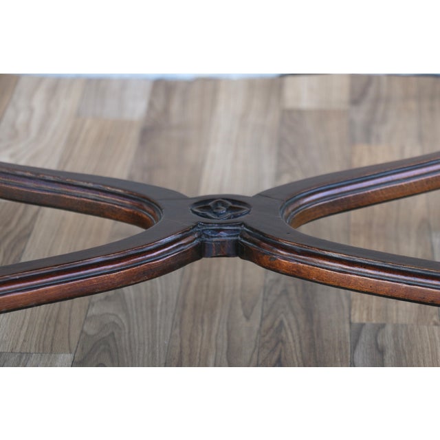 Pair of Vintage English Regency Style Leather Armchairs | Carved Wood Frame, Nailhead Trim For Sale - Image 17 of 18