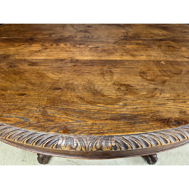 French Carved Oak Hunting Table, 1860 For Sale - Image 9 of 10