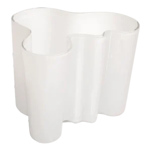1960s Iittala Alvar Aalto Model 3030 White Encased Glass Sculptural Flower Vase Bowl Vessel