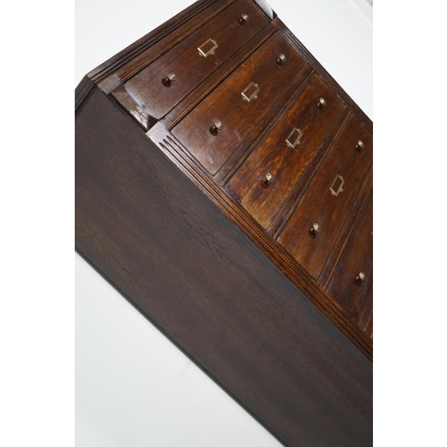 Vintage English Oak Filing Cabinet For Sale - Image 10 of 17