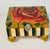 Handpainted treasure box signed Anna Davis with red rose , gold inside and lucite handle.