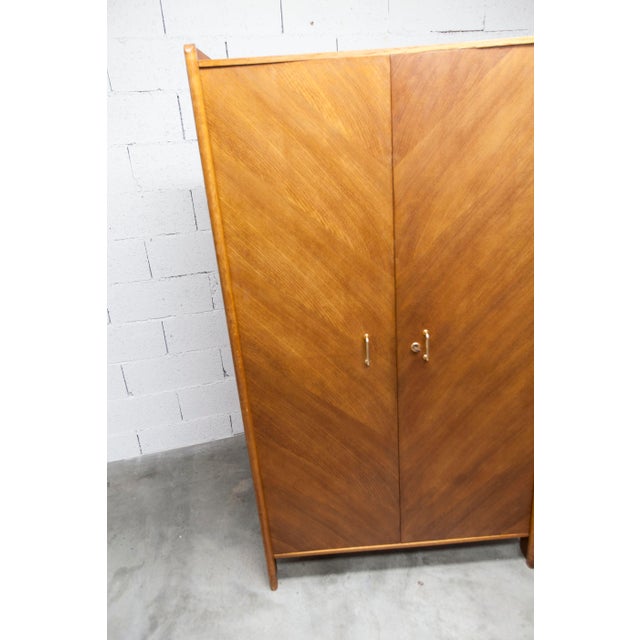Mid-Century Modern Oak Veneer Wardrobe with Doors and Drawers, 1950s For Sale - Image 17 of 18