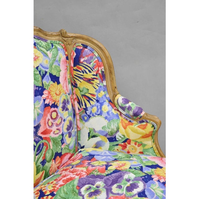 Vintage French Louis XV Country Provincial Floral Chintz Bergere Lounge Chair For Sale In Philadelphia - Image 6 of 14