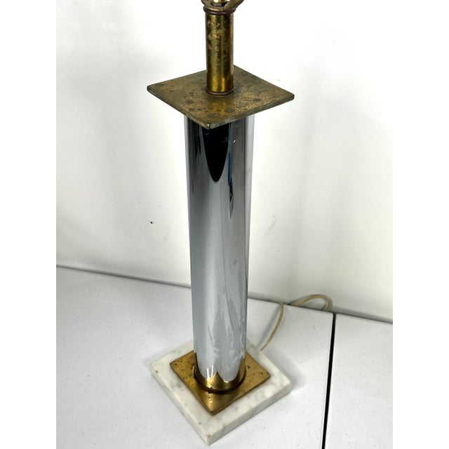 1950s Mid Century Chrome & Marble Table Lamp For Sale - Image 5 of 9