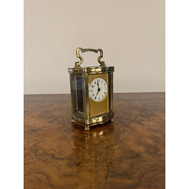 Antique Victorian French Brass Carriage Clock, 1880 For Sale - Image 3 of 6