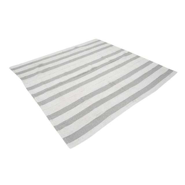 Traditional Striped Vintage Modern Kilim Rug For Sale - Image 3 of 6