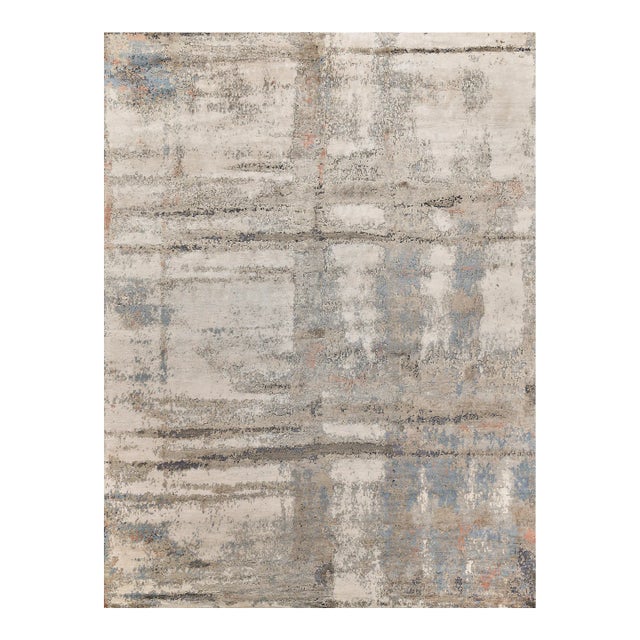 Exquisite Rugs Laureno Hand-Knotted Bamboo Silk & Cotton Gray/Multi Rug-8'X10' For Sale
