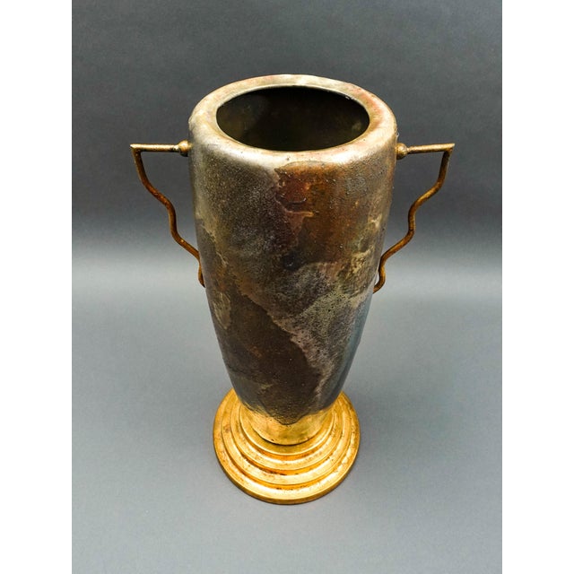 Tony Evans 1998 California Studio Raku Ceramic Art Pottery Monumental Vase For Sale - Image 11 of 11