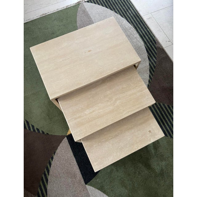 Vintage Travertine Nesting Tables, 1970s, Set of 3 For Sale - Image 9 of 10