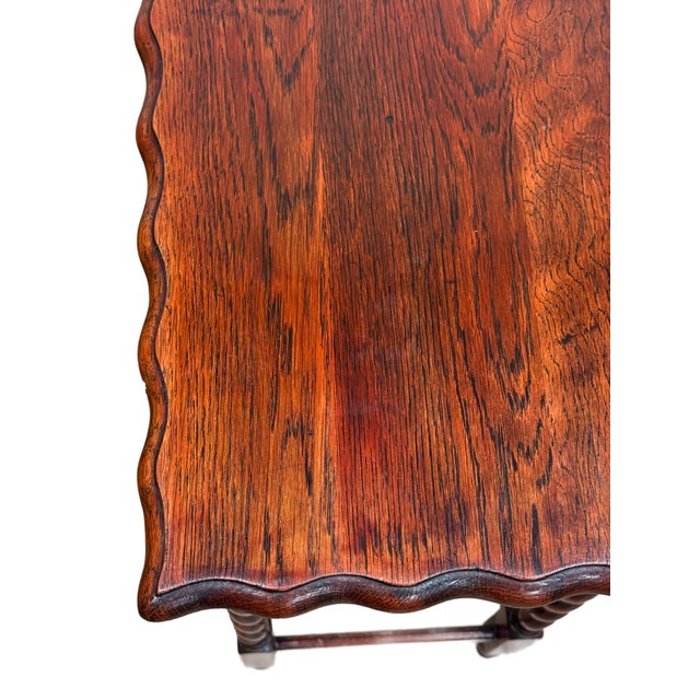 Antique English Oak Barley Twist Pie Crust Top Side Table For Sale - Image 12 of 12