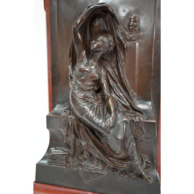 Metal H. Chapu, La Pensée Sculpture, 19th-Century, Bronze & Marble For Sale - Image 7 of 18