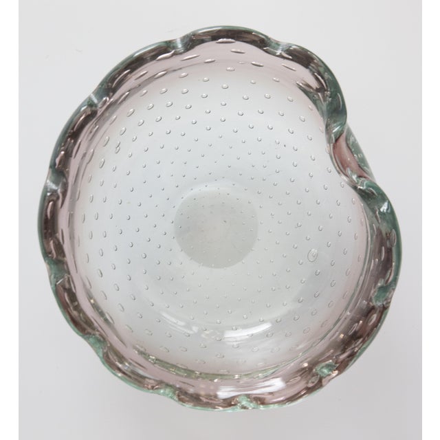 A stylish vintage Italian Murano art glass bowl with subtle lilac and aqua turquoise colors. This lovely bowl is hand...