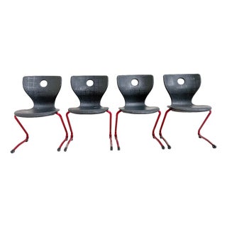 Black School Chairs by Verner Panton, Set of 4 For Sale