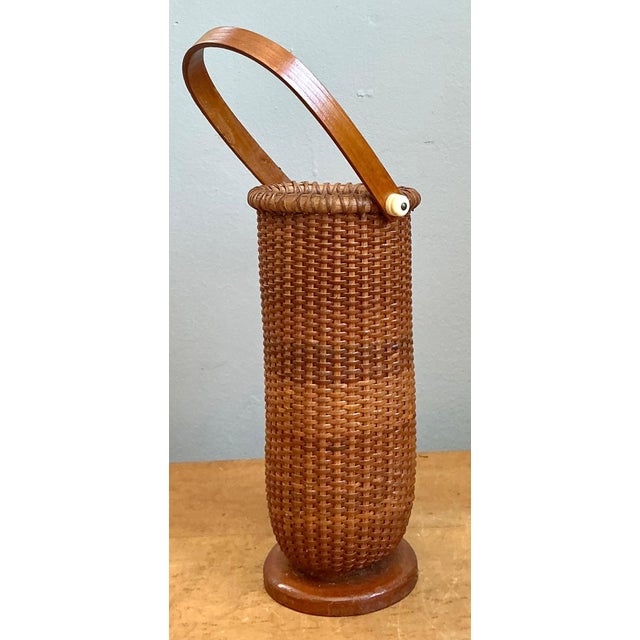 Vintage Shaker Tall Woven Rattan Basket For Sale - Image 4 of 18