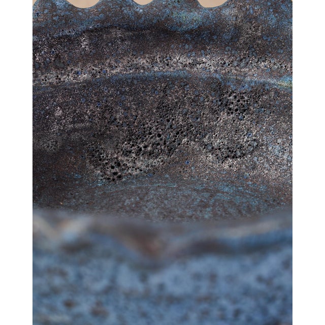 Cornflower Blue Organic Modern Decorative Bowl by Ank Studios in Textured Blue Ceramic For Sale - Image 8 of 12