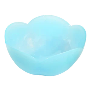 1980s Art Deco Style Opaline Glass Baby Blue Translucent Serving Bowl