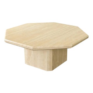 French Vintage Octagonal Travertine Coffee Table For Sale