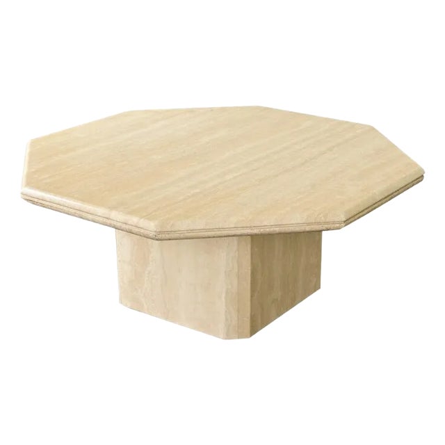 French Vintage Octagonal Travertine Coffee Table For Sale