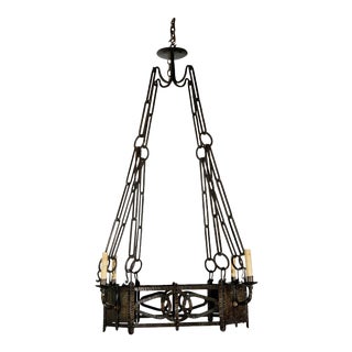 1920s French Iron Chandelier For Sale