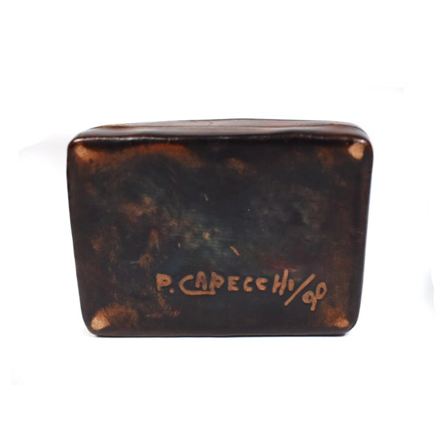 1990s Small Handmade Italian Leather Box by Piero Capecchi For Sale - Image 6 of 8