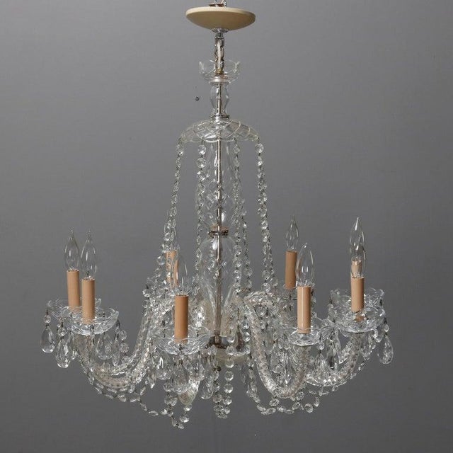 French Oversized Vintage Continental Cut & Strung Nine-Light Chandelier, Circa 1910 For Sale - Image 3 of 11