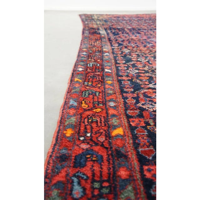 Oriental Runner Rug in Dark Blue & Red Shades For Sale - Image 4 of 9
