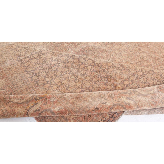 Fine Antique Persian Tabriz Brown Handmade Wool Carpet For Sale In New York - Image 6 of 9