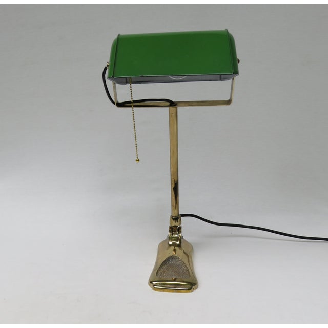 Metal Art Nouveau Brass-Plated and Enamel Banker's Lamp, Austria, 1890s For Sale - Image 7 of 18