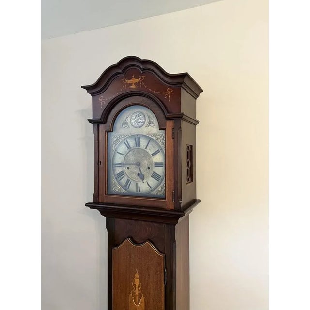 Edwardian Mahogany Inlaid Long Case Clock, 1900s For Sale - Image 4 of 8