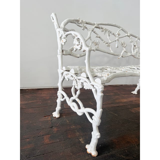 Victorian Cast Iron Rustic Oak Vine & Serpent Bench, James Haywood C. 1860 For Sale - Image 4 of 11